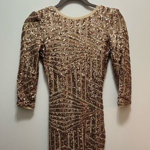 F21 Gold Sequins 3/4” Sleeve Short Dress